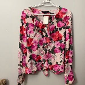 NWT! Ellen Tracy Long Sleeve Petite Floral Blouse
